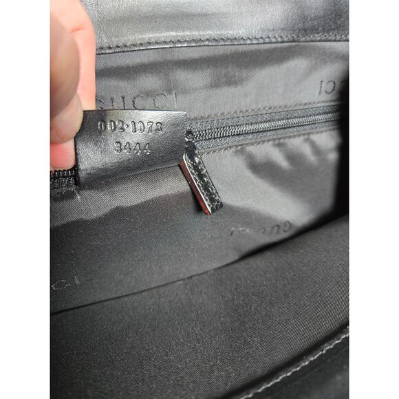 GUCCI Jackie Bardot Shoulder Bag Black Canvas Piston Lock VINTAGE - Picture 10 of 15